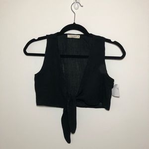 Black Sheer Wrap Top